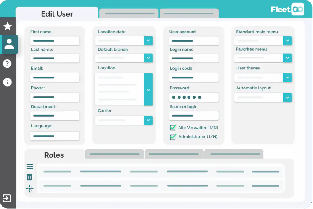 Warehouse management roles and user management
