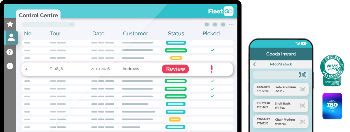 Warehouse management control centre scanner header EN